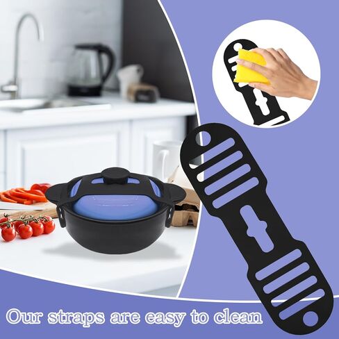 2Pcs Black Universal Fixing Strap, Black Pot Lid Accessories Tools Lid Holder Tools Heat-Resistant, No-Spill Design Transport Accessories Not Easily Damaged in Saudi Arabia