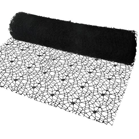 Luomorgo 1 Pack Jacquard Net Mesh Floral Wrapping Paper - 19.6 Inch x 5 Yards Openwork Design for Flower Bouquets, Gift Packaging & DIY Crafts, Black in Saudi Arabia