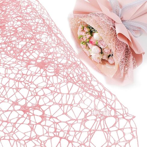 Luomorgo 1 Pack Jacquard Net Mesh Floral Wrapping Paper - 19.6 Inch x 5 Yards Openwork Design for Flower Bouquets, Gift Packaging & DIY Crafts, Black in Saudi Arabia