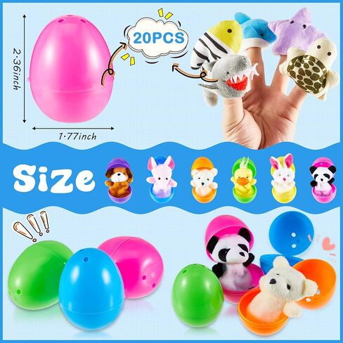 Civaner 40 Pcs Easter Eggs with Finger Puppets Prefilled Egg with Cartoon Animal Puppets Easter Basket Toys Soft Plush Dolls Props for Party Basket Stuffers (Cute Style) in Kuwait