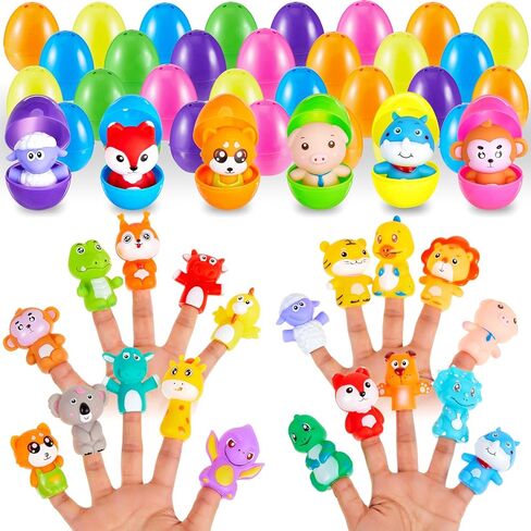 Civaner 40 Pcs Easter Eggs with Finger Puppets Prefilled Egg with Cartoon Animal Puppets Easter Basket Toys Soft Plush Dolls Props for Party Basket Stuffers (Cute Style) in Kuwait
