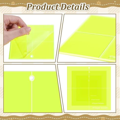 مجموعة قوالب اللحف المربعة من الأكريليك من Peacoblue 4 قطع، 4 بوصات، 6 بوصات، 8 بوصات، 10 بوصات مسطرة خياطة اللحف الدقيقة لطبقات الكعك، المرقعة واللحف طويلة - تصميم غير قابل للانزلاق للخياطة والإبداعات اليدوية in Kuwait