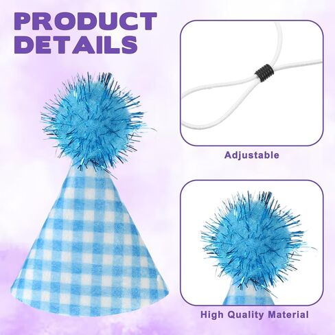 10 قطع من قبعات الحفلات الصغيرة للحيوانات المحشوة، قبعات مخروطية ملونة لحفلات عيد ميلاد الكلاب الصغيرة مع كرات بوم، قبعة عطلة متنوعة قابلة للتعديل للدمى الصغيرة والجرو والحيوانات والأرنب (3.2 بوصة) in Kuwait