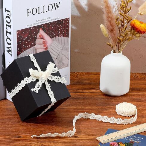 10 Yards Vintage Cotton Lace Ribbon, 0.4 Inch Thin Beige Cotton Trim Vintage Crochet Lace Ribbon Trim for Bridal Wedding Decoration Scrapbooking in Saudi Arabia