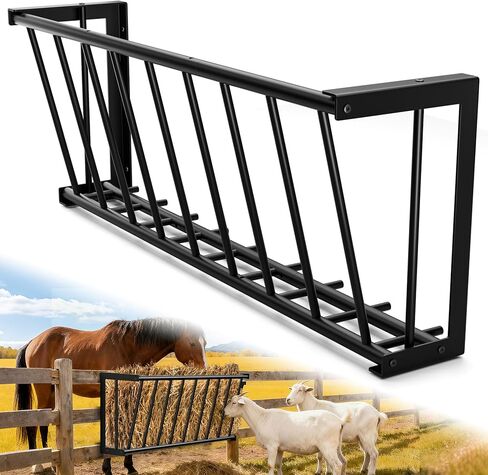 وحدة تغذية القش لخيول الماعز، 25 جالون من علف الماشية، رف قش الماعز الصلب شديد التحمل، حامل بطانية تغذية القش بطول 40 بوصة، مغذيات الماعز المثبتة على الحائط للخيول والأغنام والماعز والاستخدامات الداخلية والخارجية in Kuwait