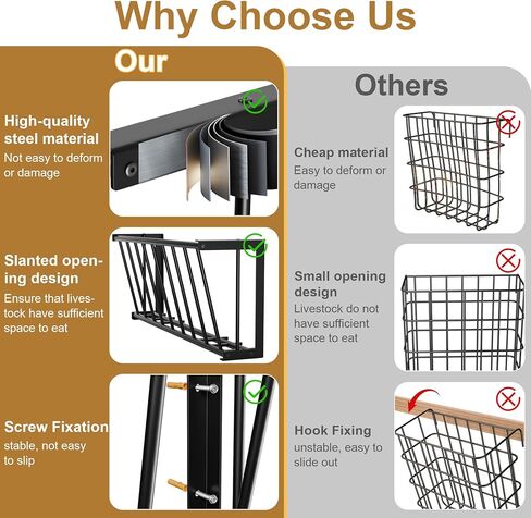 وحدة تغذية القش لخيول الماعز، 25 جالون من علف الماشية، رف قش الماعز الصلب شديد التحمل، حامل بطانية تغذية القش بطول 40 بوصة، مغذيات الماعز المثبتة على الحائط للخيول والأغنام والماعز والاستخدامات الداخلية والخارجية in Kuwait