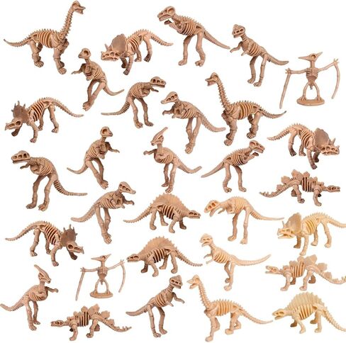 UPINS 24 pcs Mini Dinosaur Figures and Dinosaur Fossil Plastic Skeletons in Kuwait
