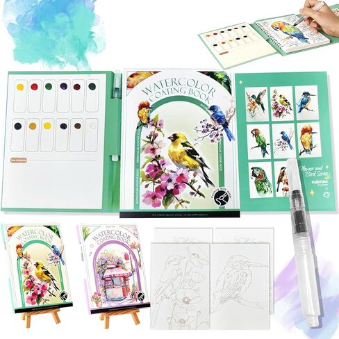 مجموعة تخفيف التوتر الإبداعية Breathly Creative، 2026 مجموعة طلاء كتب فنية جديدة بالألوان المائية، كتاب تلوين بالألوان المائية للبالغين، لوحة ألوان مائية ثلاثية الطي للمبتدئين والمتحمسين (وقت هادئ) in Saudi Arabia