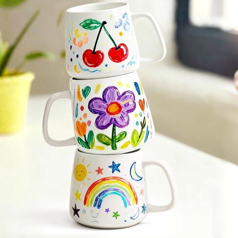 Maustic Mug Painting Kit, Paint Your Own Mug Kit, 2 Pcs Ceramic Mugs to Paint, Mothers Day Fathers Day Valentine's Day DIY Gift Kits, Includes 2 Paintable Mugs 12 Oz, Paints, Brushes in Saudi Arabia