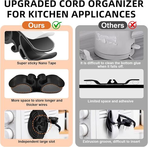 8PCS Cord Organizer for Appliances, Upgraded Kitchen Appliance Cord Organizer Stick on Appliance Cord Wrap Cord Kipper Cord Holder for Appliances Pressure Cooker, Coffee Maker, Air Fryer,Mixer in Saudi Arabia