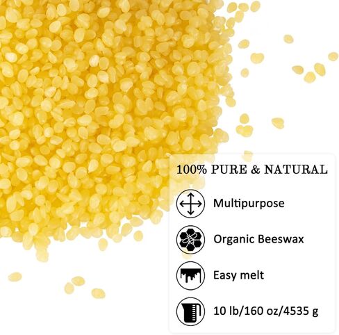 Yellow Beeswax Pellets10LB, Beeswax Pastilles for DIY Projects Candle Making, Skin Care, Lip Balm, Soap and Lotion Making Supplies in Kuwait