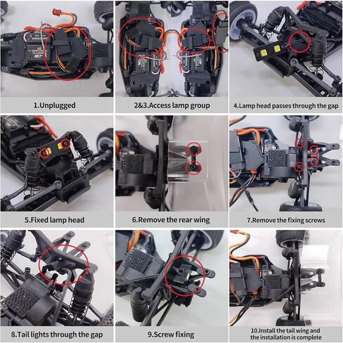 RC Headlights & Taillights Kit for Losi 1/24 Micro-B 2WD Buggy RC White Headlights + Red Rear Light Upgrade Parts in Saudi Arabia