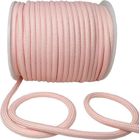 4mm Polyester Rope - 20 Yards Braided Solid Cord for Phone/Badge/Camera/Purse/Bag Lanyards, Clothesline (111-Peach) in Saudi Arabia