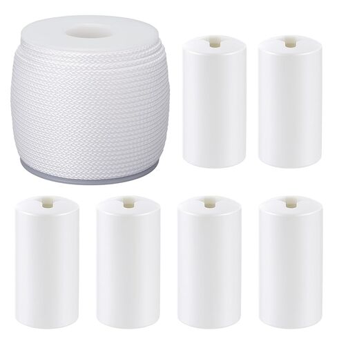 Pangda 54.6 Yards/Roll Roman Blind Cord, 1.8 mm White Braided Nylon Lift Shade Cord with 6 Pcs Breakaway Cords Condensers, Replacement Blind String for Window Blinds Roman Shades Gardening DIY Craft in Saudi Arabia