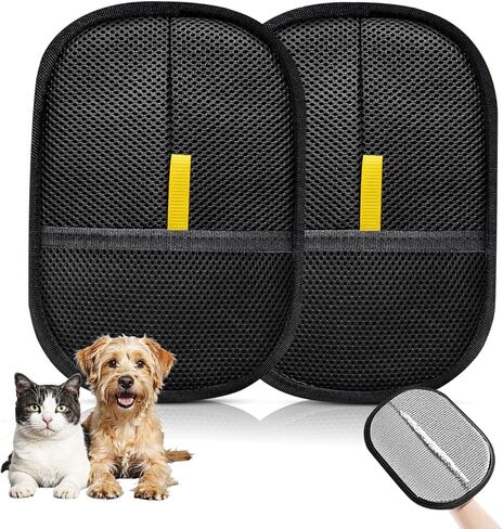 Pet Hair Removal Glove for Cats & Dogs, Electrostatic Pet Hair Gloves, Reusable Pet Hair Remover Tool, Animal Hair Remover for Furniture, Clothing, Couch, Carpet, Car Seat - 2PCS in Saudi Arabia