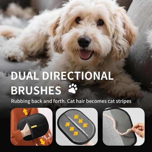 Pet Hair Removal Glove for Cats & Dogs, Electrostatic Pet Hair Gloves, Reusable Pet Hair Remover Tool, Animal Hair Remover for Furniture, Clothing, Couch, Carpet, Car Seat - 2PCS in Saudi Arabia