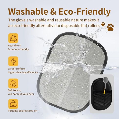 Pet Hair Removal Glove for Cats & Dogs, Electrostatic Pet Hair Gloves, Reusable Pet Hair Remover Tool, Animal Hair Remover for Furniture, Clothing, Couch, Carpet, Car Seat - 2PCS in Saudi Arabia