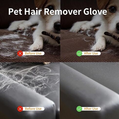 Pet Hair Removal Glove for Cats & Dogs, Electrostatic Pet Hair Gloves, Reusable Pet Hair Remover Tool, Animal Hair Remover for Furniture, Clothing, Couch, Carpet, Car Seat - 2PCS in Saudi Arabia
