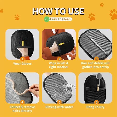 Pet Hair Removal Glove for Cats & Dogs, Electrostatic Pet Hair Gloves, Reusable Pet Hair Remover Tool, Animal Hair Remover for Furniture, Clothing, Couch, Carpet, Car Seat - 2PCS in Saudi Arabia