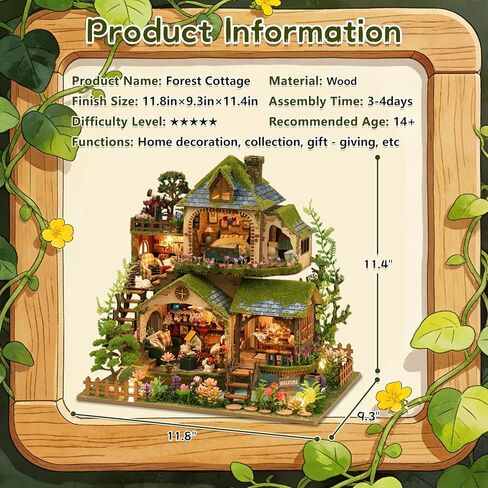 DIY Miniature House Kit, Victorian Dollhouse Kit, 3D Wooden Puzzles Bookshelf Craft Kits, Mini Doll House Building Kit for Adults Teen(Forest Cottage) in Saudi Arabia