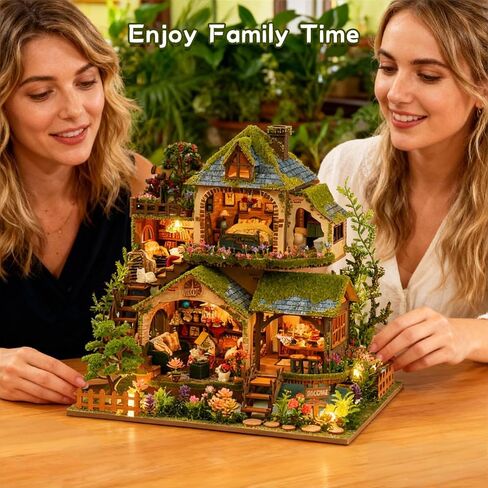 DIY Miniature House Kit, Victorian Dollhouse Kit, 3D Wooden Puzzles Bookshelf Craft Kits, Mini Doll House Building Kit for Adults Teen(Forest Cottage) in Saudi Arabia
