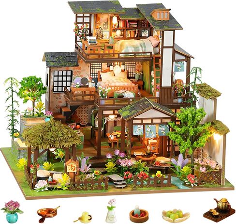 DIY Miniature House Kit, Victorian Dollhouse Kit, 3D Wooden Puzzles Bookshelf Craft Kits, Mini Doll House Building Kit for Adults Teen(Forest Cottage) in Saudi Arabia