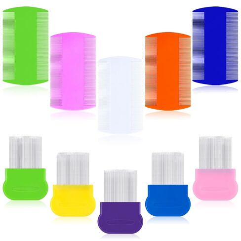20 Pcs Pet Flea Combs 5 Double Sided and 5 Metal Dog Comb, Massage Dog Flea Combs, Plastic Flea Comb for Humans Pets (Colorful) in Saudi Arabia