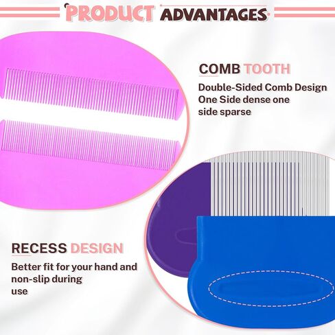 20 Pcs Pet Flea Combs 5 Double Sided and 5 Metal Dog Comb, Massage Dog Flea Combs, Plastic Flea Comb for Humans Pets (Colorful) in Saudi Arabia