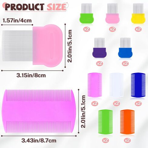 20 Pcs Pet Flea Combs 5 Double Sided and 5 Metal Dog Comb, Massage Dog Flea Combs, Plastic Flea Comb for Humans Pets (Colorful) in Saudi Arabia