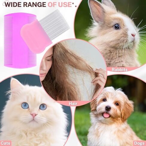 20 Pcs Pet Flea Combs 5 Double Sided and 5 Metal Dog Comb, Massage Dog Flea Combs, Plastic Flea Comb for Humans Pets (Colorful) in Saudi Arabia