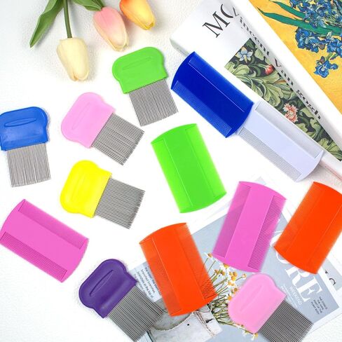 20 Pcs Pet Flea Combs 5 Double Sided and 5 Metal Dog Comb, Massage Dog Flea Combs, Plastic Flea Comb for Humans Pets (Colorful) in Saudi Arabia