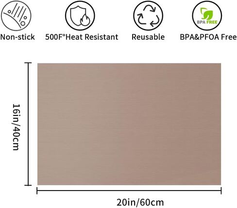 صفائح تيفلون كبيرة مقاس 16 × 24 بوصة لآلة الضغط الحراري، لفة ورق PTFE غير قابلة لإعادة الاستخدام لنقل الحرارة بالتسامي Cricut، تشغيل مكواة HTV، الخبز (5) in Kuwait