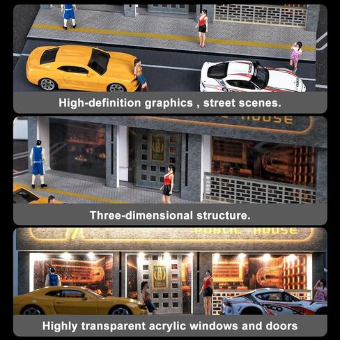 ديوراما تافرن 1:64 مع مصباح LED - مشهد حانة بسيط للعجلات الساخنة ومجموعات نماذج السيارات الأخرى بمقياس 1:64. in Kuwait