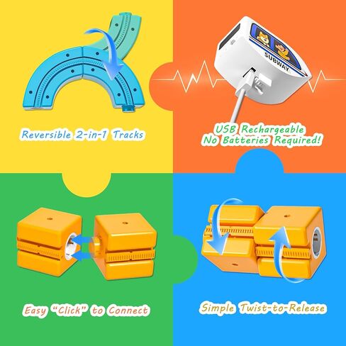 klick Rail Electric Train Set, 3D Infinity Track with Flexible Tracks for Kids, Cube Track - DIY Railroad Block Toys, STEM Gravity-Defying Motorized Trains Tracks for Boys Girls 3 4 5 6 7 8+ (127Pcs) in Saudi Arabia