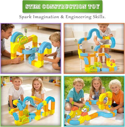 klick Rail Electric Train Set, 3D Infinity Track with Flexible Tracks for Kids, Cube Track - DIY Railroad Block Toys, STEM Gravity-Defying Motorized Trains Tracks for Boys Girls 3 4 5 6 7 8+ (127Pcs) in Saudi Arabia