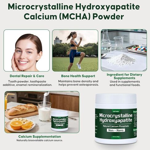Microcrystalline Hydroxyapatite Powder, Pure MCHA Calcium Phosphate, Non-Nano Natural Calcium Source for DIY Formulations and Personal Use, 30g in Saudi Arabia