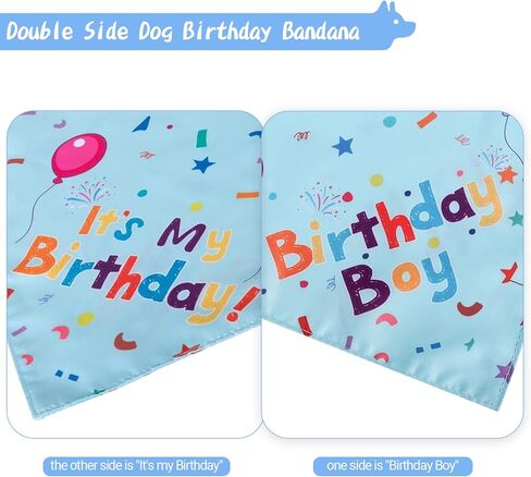 Dog Birthday Cake Party Decoration Set - Bandanas, Hats, Number Stickers, Dog Themed Banner & Happy Birthday Banner, Dog Gifts for Large,Medium and Small Dogs (Blue) in Saudi Arabia