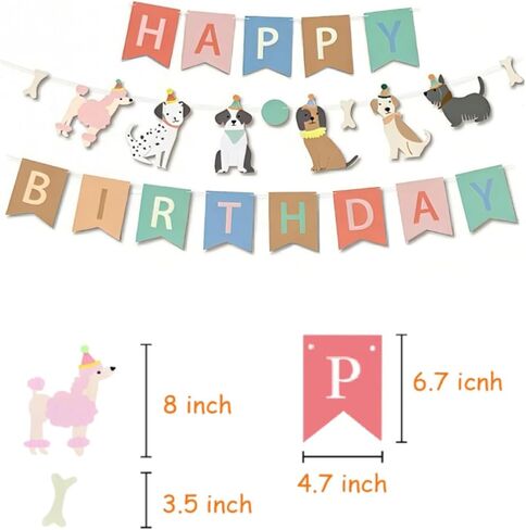 Dog Birthday Cake Party Decoration Set - Bandanas, Hats, Number Stickers, Dog Themed Banner & Happy Birthday Banner, Dog Gifts for Large,Medium and Small Dogs (Blue) in Saudi Arabia