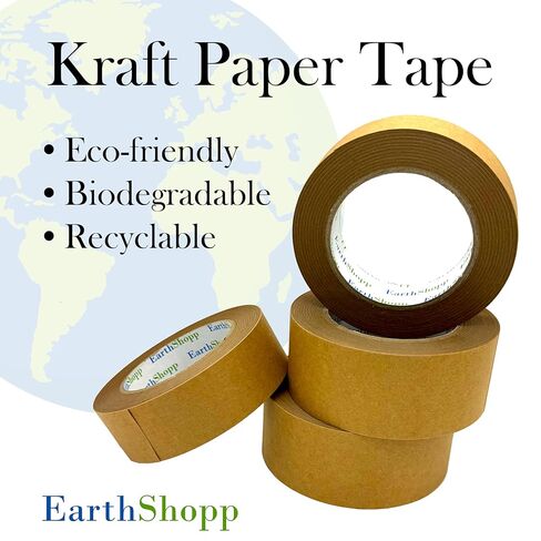 Earthshopp Kraft Paper Tape - Biodegradable & Recyclable, Plastic-Free Eco-Friendly Packaging, Writable & Hand-Tearable, Strong Adhesion for Packaging & DIY Projects - 1 Inch - 6 Pack in Saudi Arabia