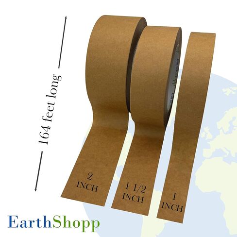 Earthshopp Kraft Paper Tape - Biodegradable & Recyclable, Plastic-Free Eco-Friendly Packaging, Writable & Hand-Tearable, Strong Adhesion for Packaging & DIY Projects - 1 Inch - 6 Pack in Saudi Arabia
