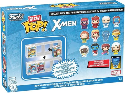 فانكو بوب! Bitty: X-Men - Jean Gray، Angel، Iceman، وCyclops - 0.9 بوصة (2.2 سم) - مجموعة الرسوم المتحركة - فكرة هدية - يتضمن رف عرض قابل للتكديس in Kuwait