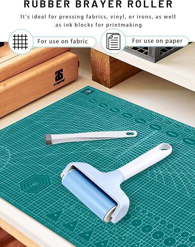 GAUENEEN Rubber Brayer Roller and Mat Tweezers Remover Set, Vinyl Roller Tools for Crafting with Tweezers, Craft Stamping Brayer Tools for Crafting Printmaking in Saudi Arabia