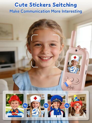 Voice Changer Upgraded Kids Video Walkie Talkies with Real-Time Two-Way Video, No WiFi or App Required, 1600FT Long Range, Rechargeable Video Intercom Toy for Boys & Girls Ages 3–12 (Blue & Pink) in Saudi Arabia