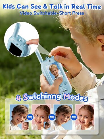 Voice Changer Upgraded Kids Video Walkie Talkies with Real-Time Two-Way Video, No WiFi or App Required, 1600FT Long Range, Rechargeable Video Intercom Toy for Boys & Girls Ages 3–12 (Blue & Pink) in Saudi Arabia