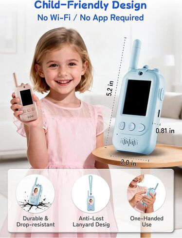Voice Changer Upgraded Kids Video Walkie Talkies with Real-Time Two-Way Video, No WiFi or App Required, 1600FT Long Range, Rechargeable Video Intercom Toy for Boys & Girls Ages 3–12 (Blue & Pink) in Saudi Arabia