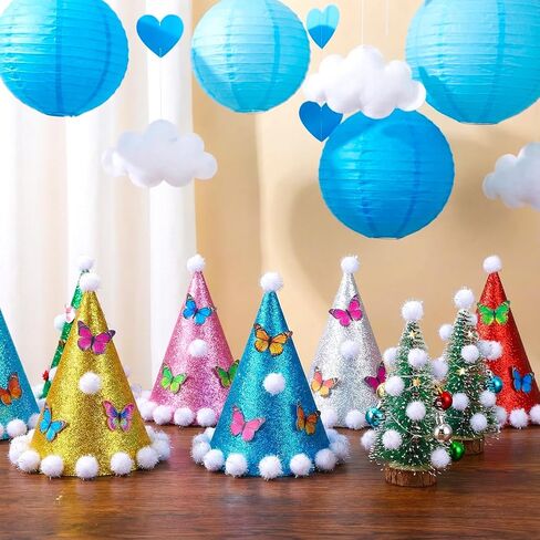 100 Pcs Glitter Tinsel Pom Poms White Pompoms Sparkle White Pom Poms for Crafts Making, Cat, Christmas Party Decoration (1.5cm in Diameter) in Kuwait