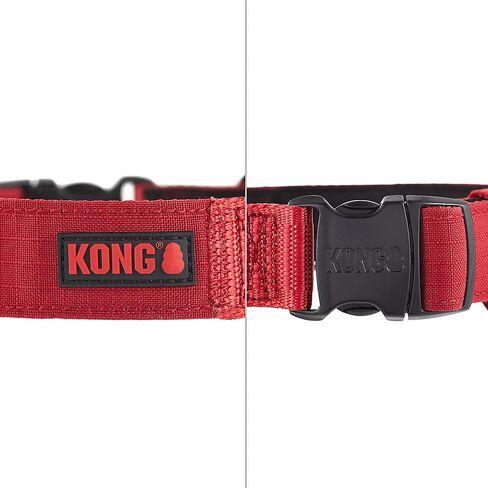 طوق KONG للكلاب بمقبض مريح مبطن ومتين للغاية (كبير، أحمر) in Kuwait