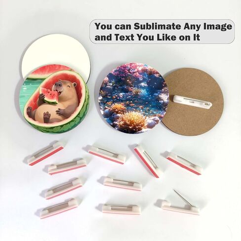 30 قطعة من أزرار التسامي الفراغات مع دبابيس أزرار MDF مناسبة لتزيين الحقائب والقبعات والملابس والملصقات الممتعة وحلي التسامي in Kuwait