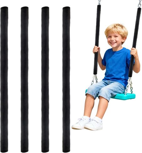 Klmnop 4 Pack Swing Chain Cover Set, Safety Chain Covers for Swings, Swing Chain Guard Sleeve for Playground Porch Patio Garden Outdoor Use, Prevents Pinching and Protects Chains(Black) in Saudi Arabia