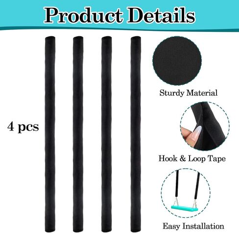 Klmnop 4 Pack Swing Chain Cover Set, Safety Chain Covers for Swings, Swing Chain Guard Sleeve for Playground Porch Patio Garden Outdoor Use, Prevents Pinching and Protects Chains(Black) in Saudi Arabia